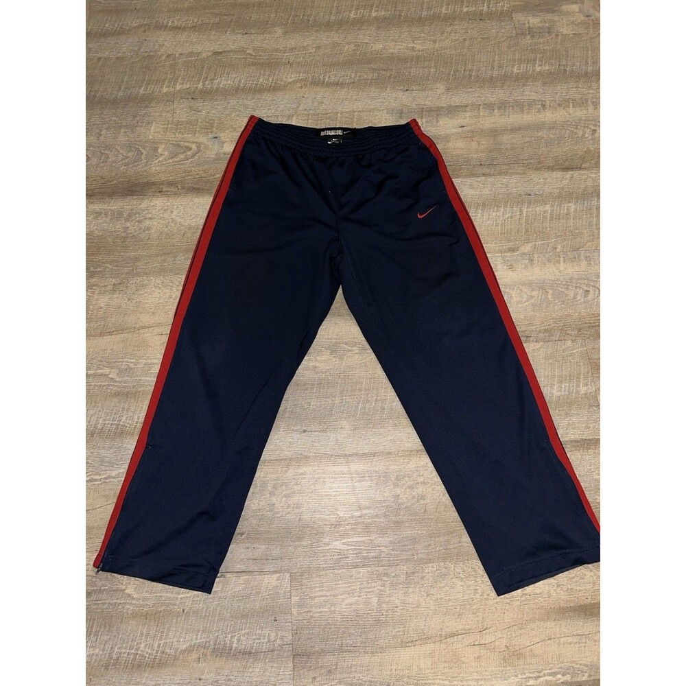 VTG Nike Basketball Track Pants Men’s XXL Navy Blue Red Stripe Zip Ankle Y2K